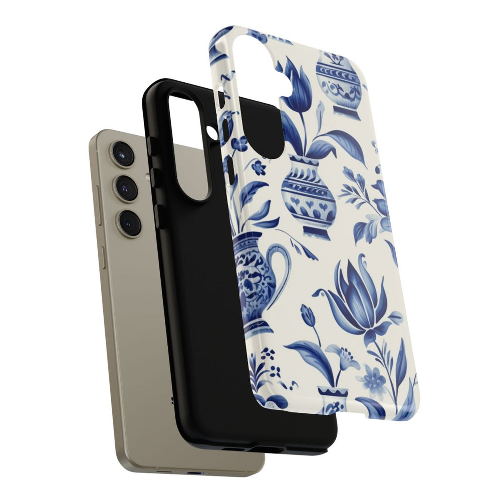 Blauw Bloemmotief met Delfts Vaaspatroon