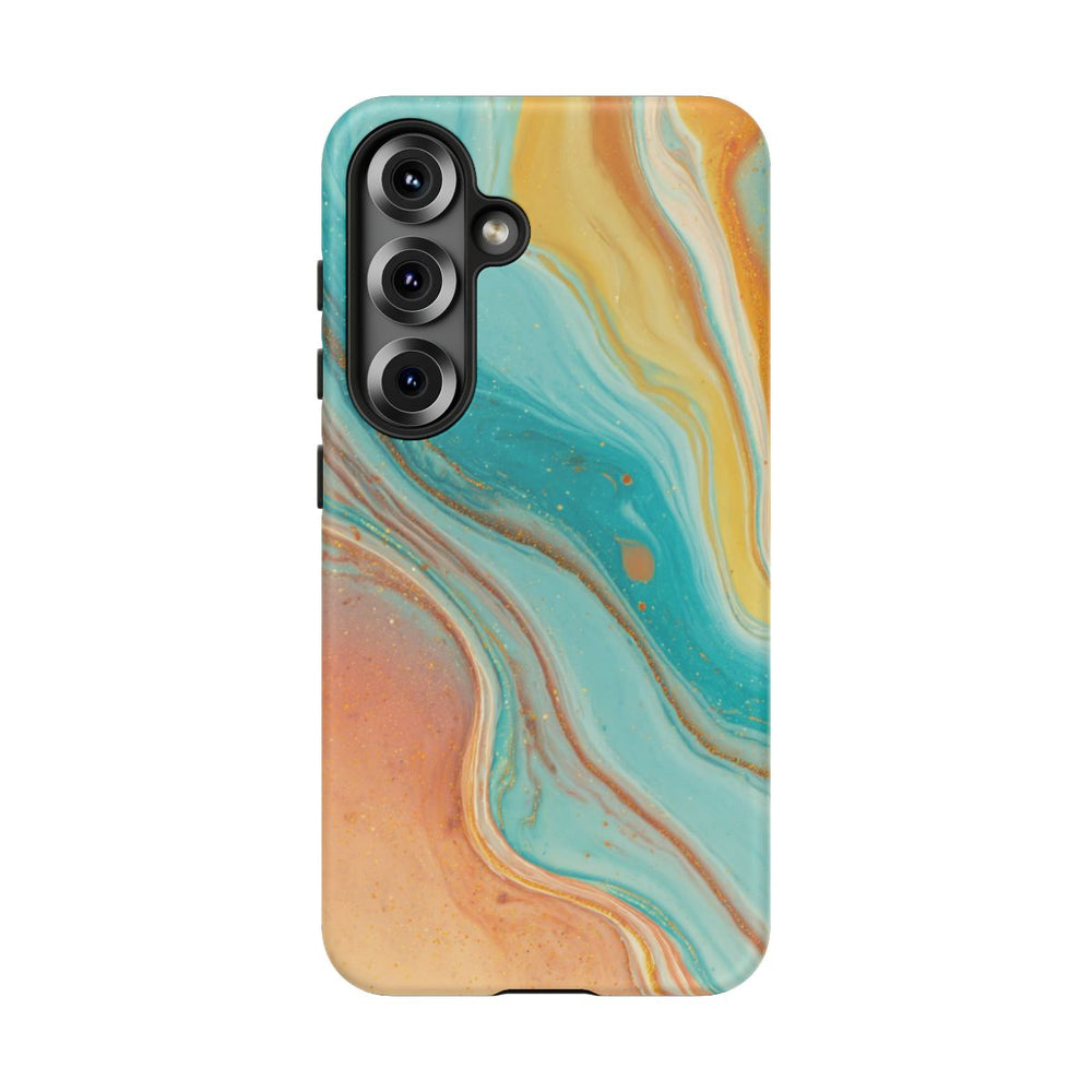 Oranje en Teal Marmer Abstract
