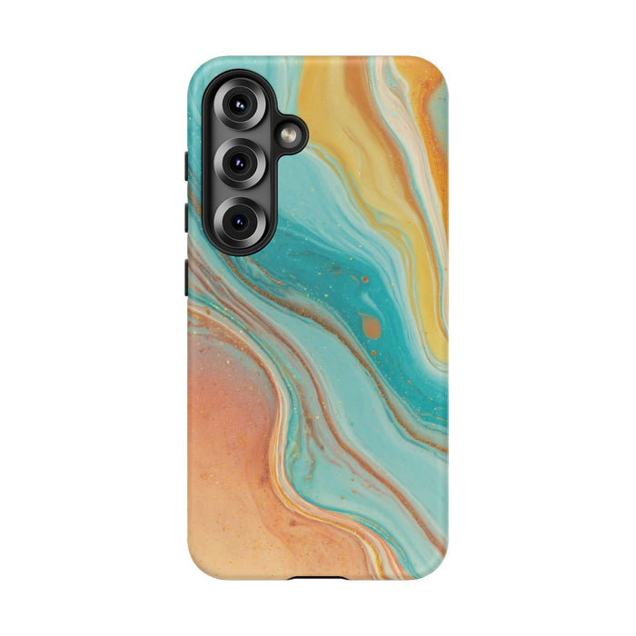 Oranje en Teal Marmer Abstract