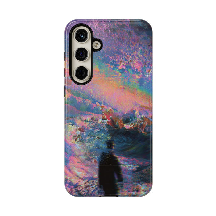 Abstracte Kleurrijke Kosmische Scene met Silhouet