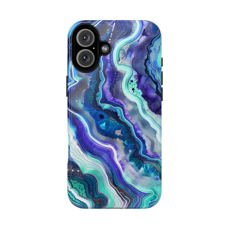 Blauw en Turquoise Geode Wervelpatroon