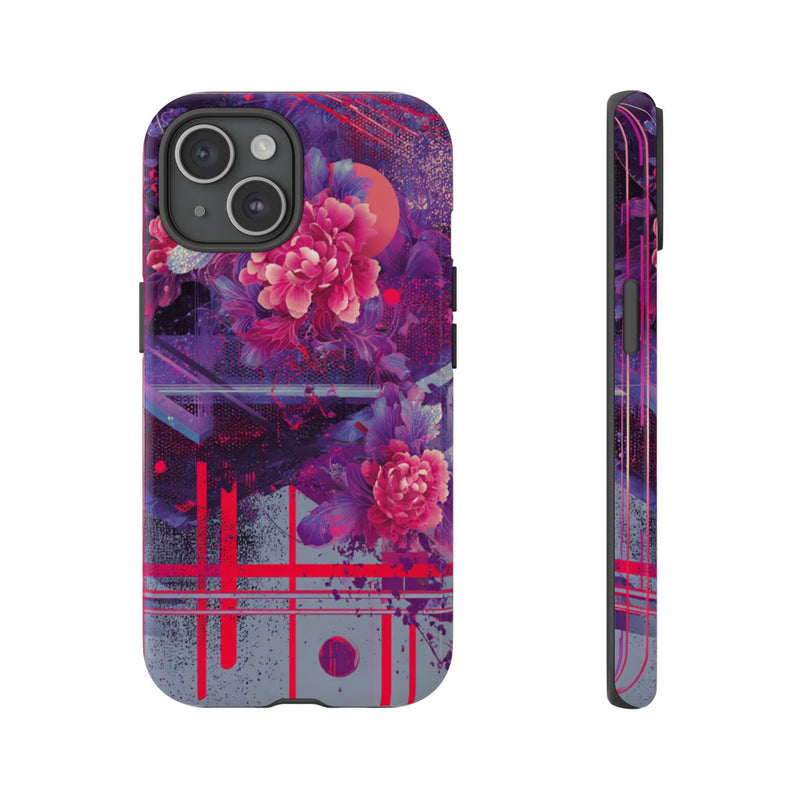 Abstracte Neonbloemen en Geometrie