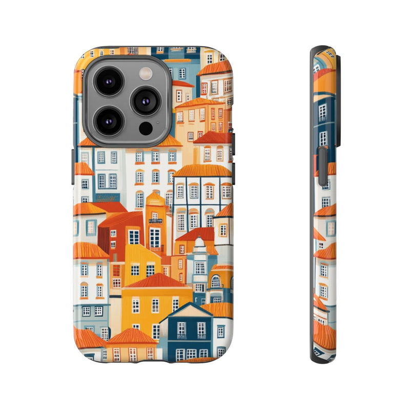 Kleurrijke Huisjespatroon met Glanzende Afwerking