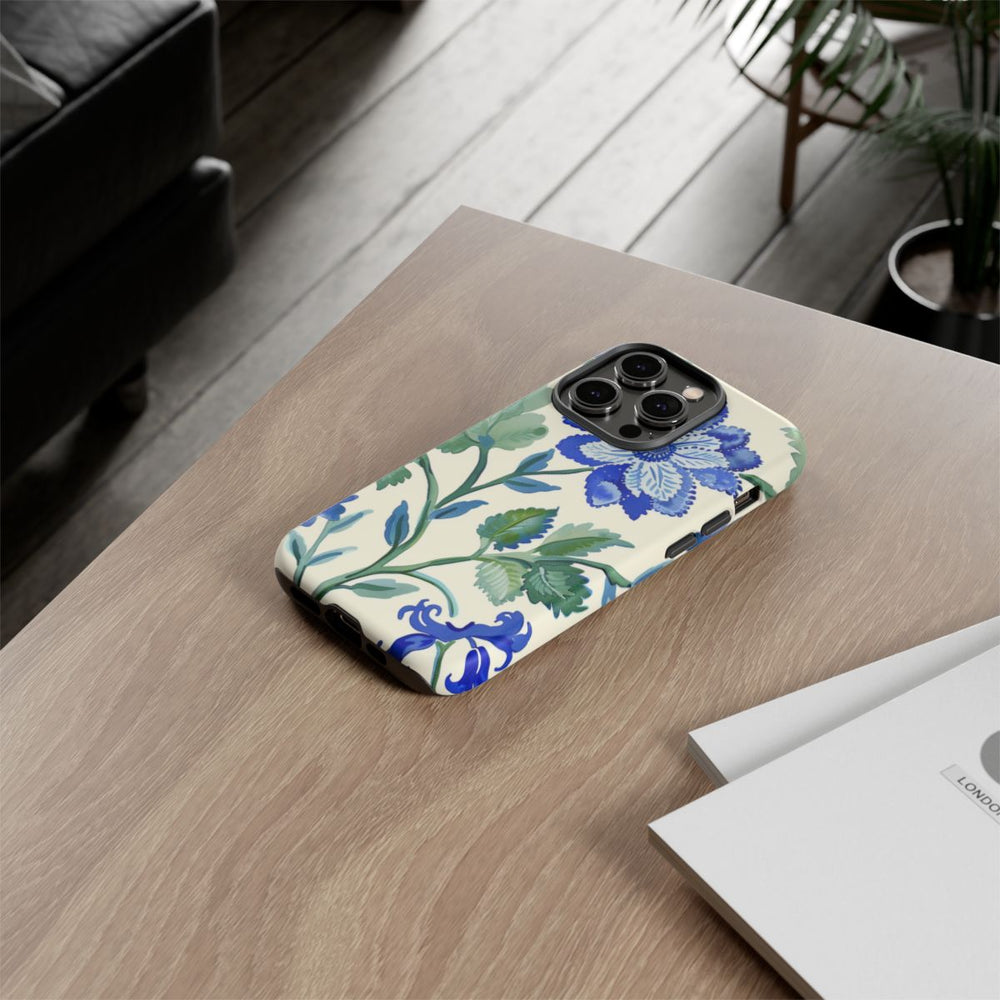 Blauw Waterverf Bloemenpatroon