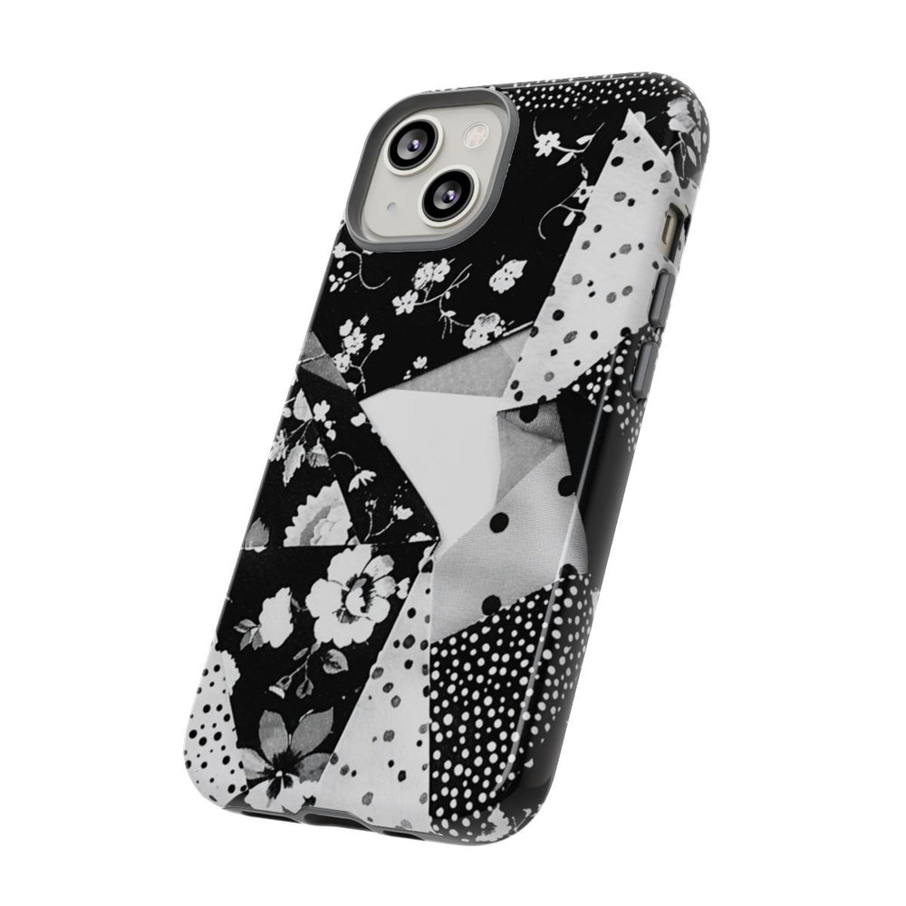 Monochrome Bloemen- en Polkadot Patchwork