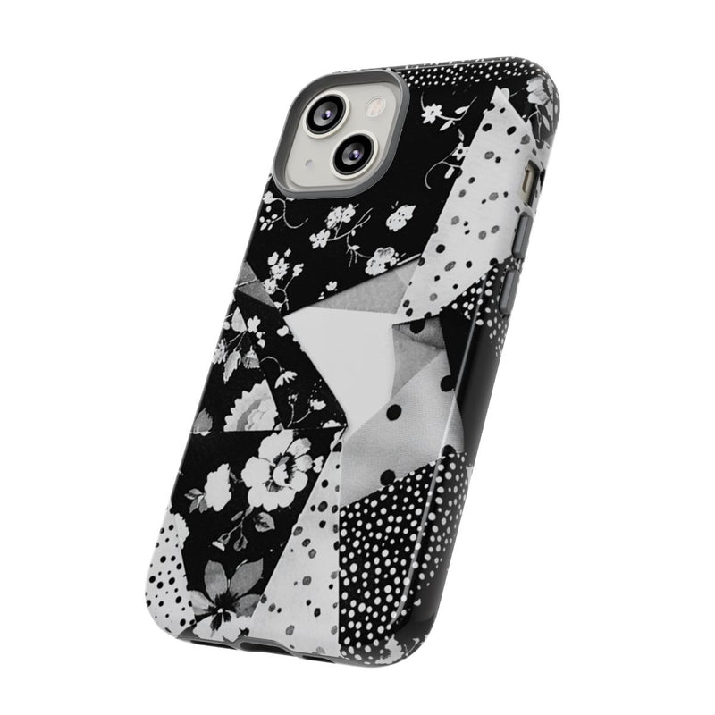 Monochrome Bloemen- en Polkadot Patchwork