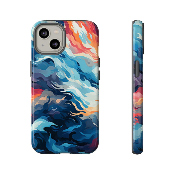 Abstracte Oceaangolven met Vurige Kleuren