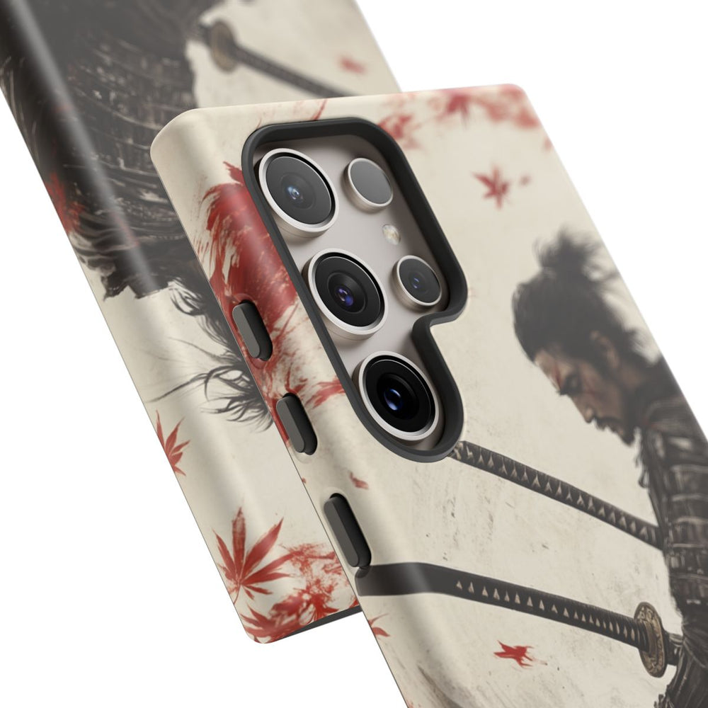 Samurai met Twee Katana’s en Rode Esdoornbladeren