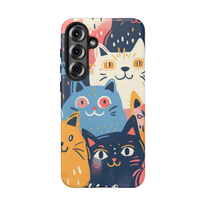 Vrolijk Kattenpatroon in Kleurrijke Illustratie