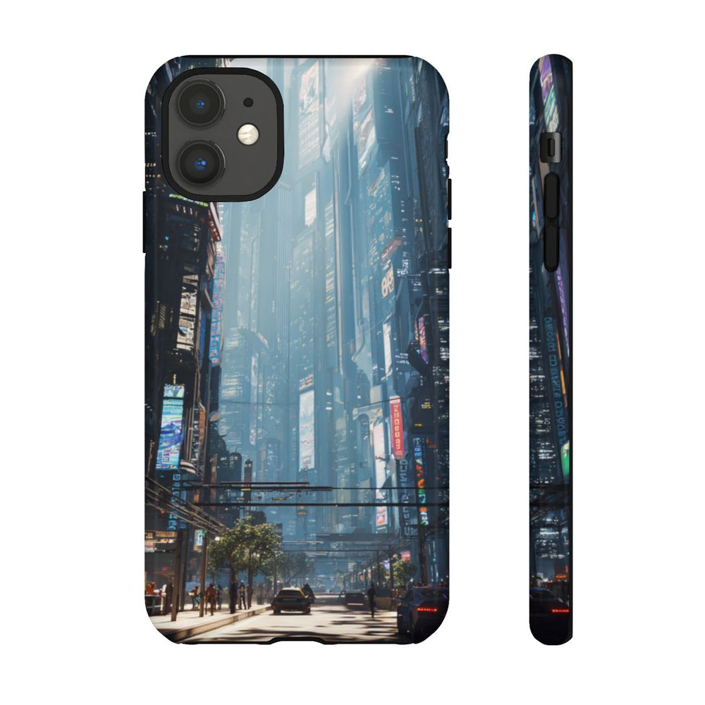 Futuristisch Stadsgezicht met Wolkenkrabbers en Verkeer