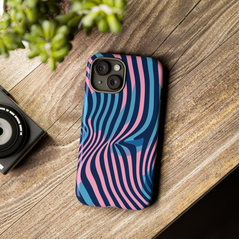 Golvend Blauw-Roze Optische Illusiepatroon