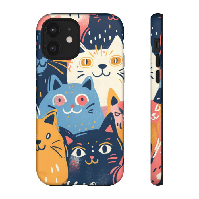 Vrolijk Kattenpatroon in Kleurrijke Illustratie