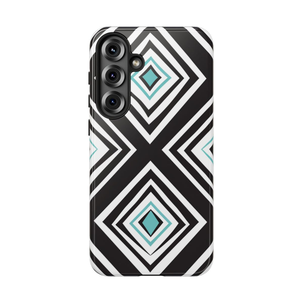 Geometrisch Zwart-Turquoise Diamantpatroon