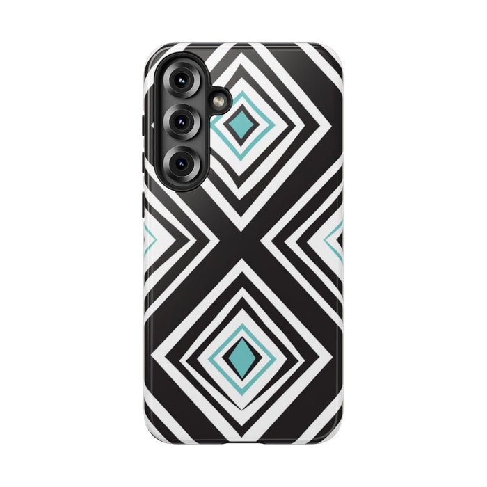 Geometrisch Zwart-Turquoise Diamantpatroon