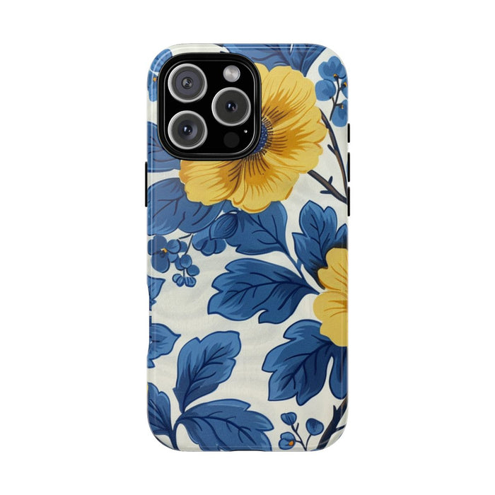 Blauw-Geel Bloemenpatroon