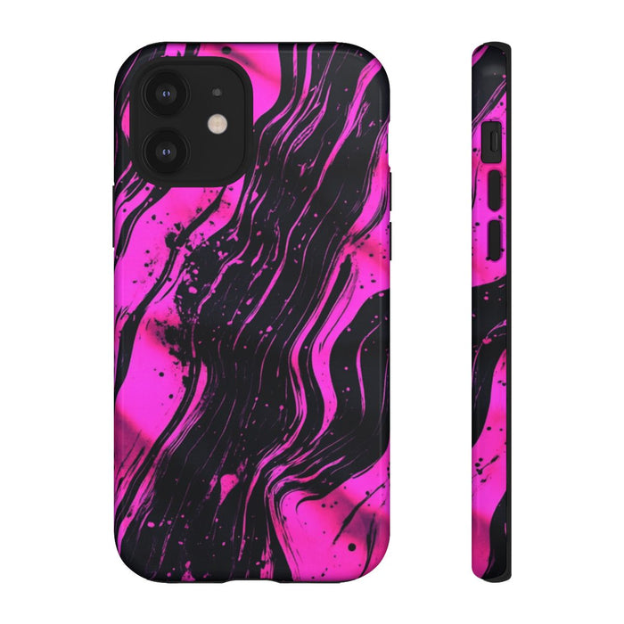 Neonroze en Zwart Abstract Patroon