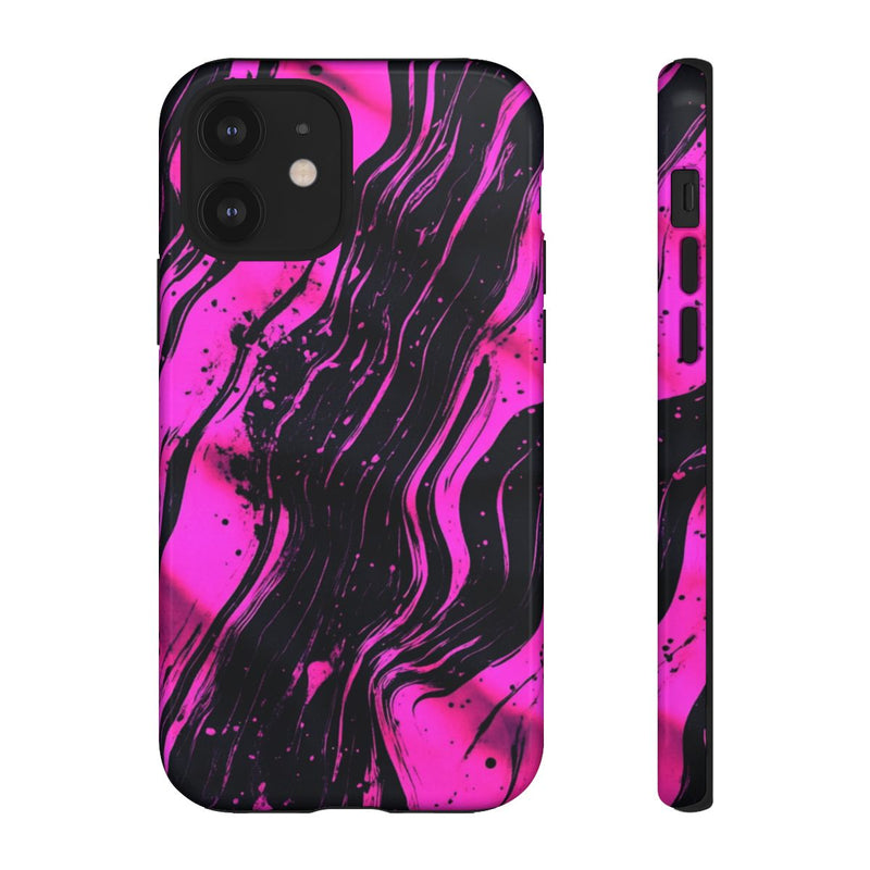 Neonroze en Zwart Abstract Patroon