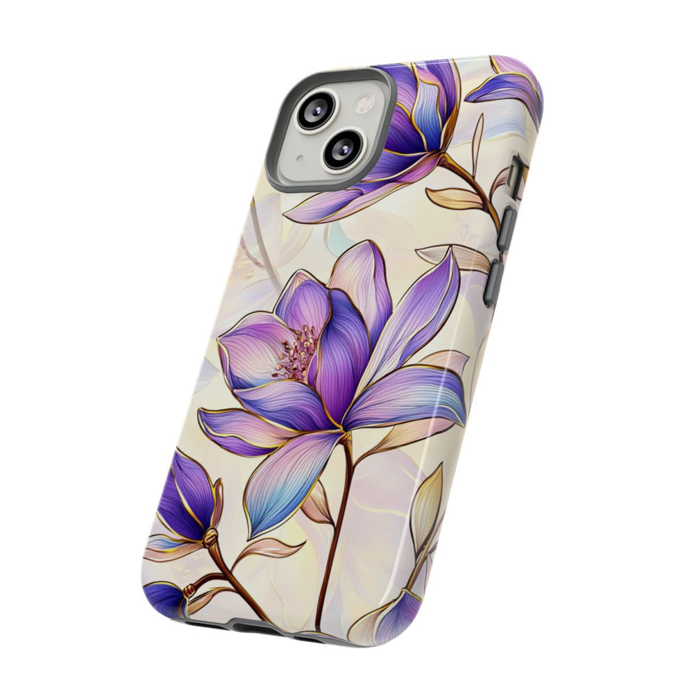 Paarse Magnolia's met Bloemenpatroon