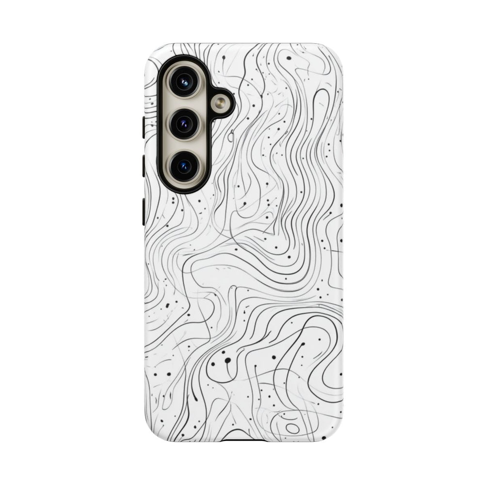 Abstract Zwart-Wit Golvend Lijnenpatroon