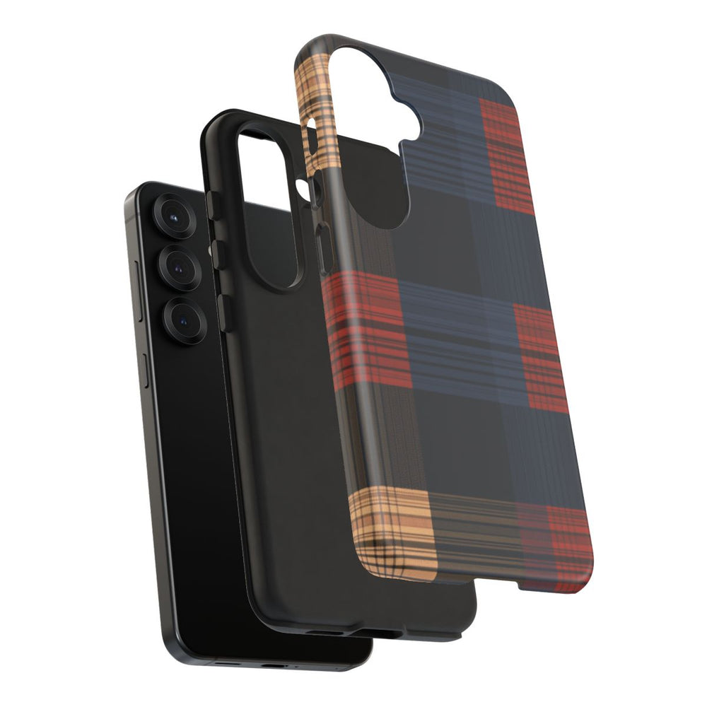 Caramel en Donkerblauw Geruit Patroon