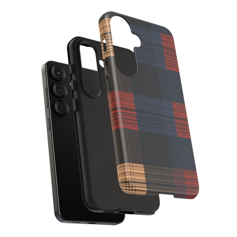 Caramel en Donkerblauw Geruit Patroon