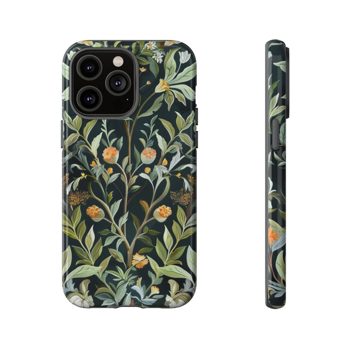 Gedetailleerde Botanische Illustratie met Oranje Bloemen