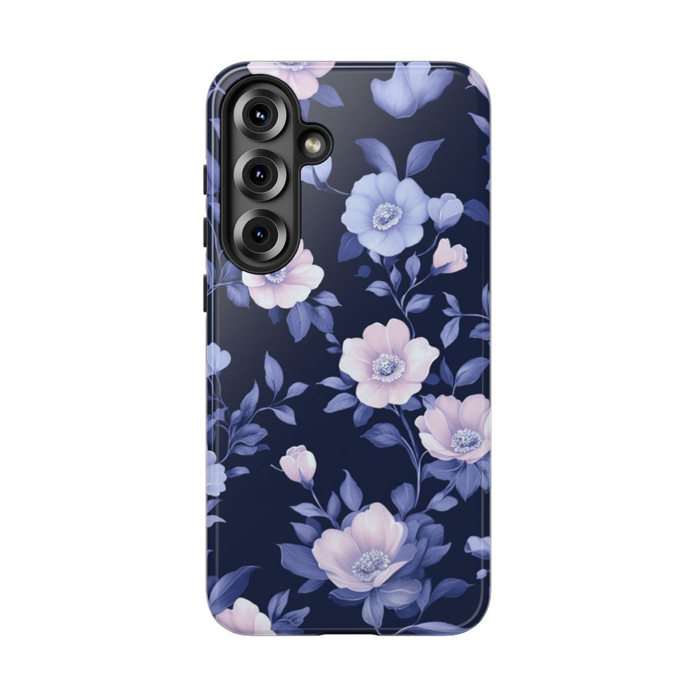 Elegant Blauw-Roze Bloemenpatroon