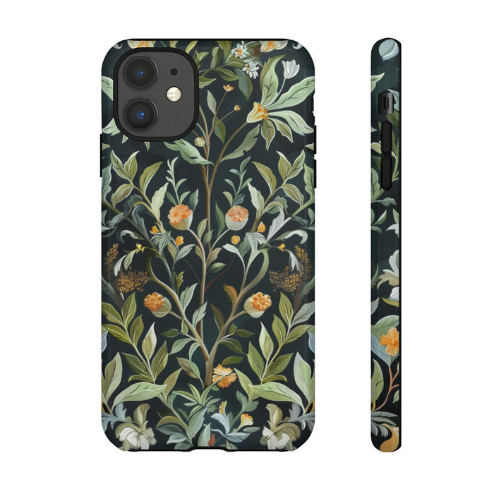 Gedetailleerde Botanische Illustratie met Oranje Bloemen