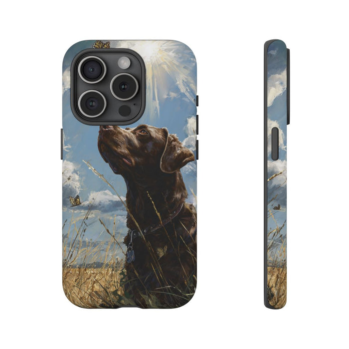 Chocoladekleurige Labrador met Vlinders in Veld