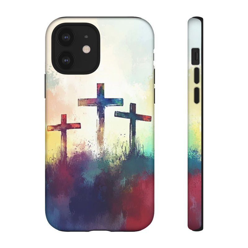 Drie Kruisen in Abstracte Waterverf