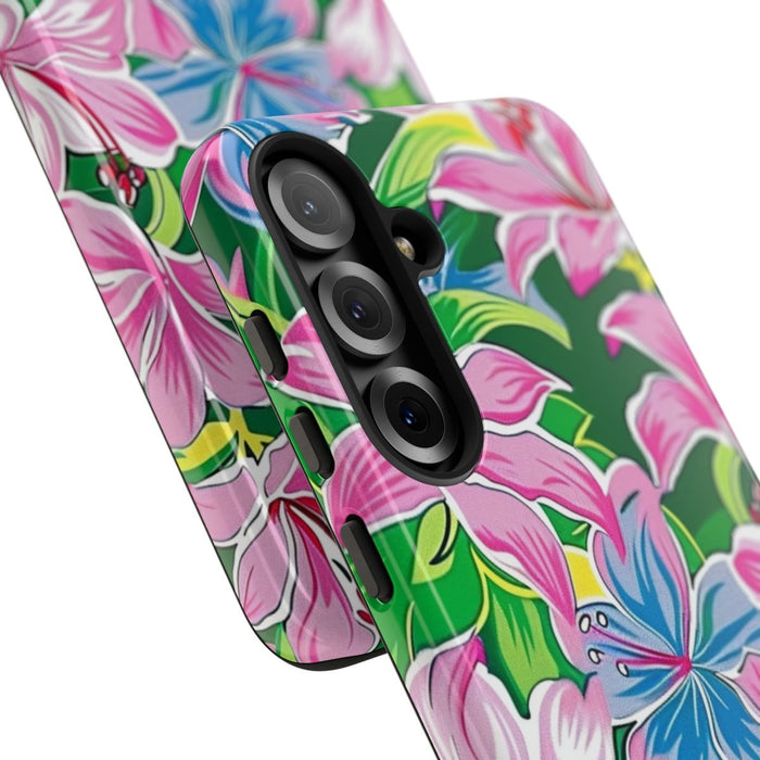 Roze en Blauwe Bloemenprint