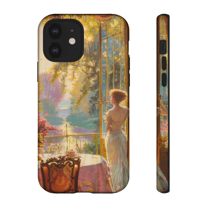 Elegante Vrouw in Zonovergoten Kamer met Bloemendecoratie