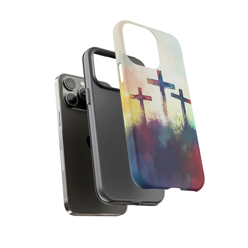 Drie Kruisen in Abstracte Waterverf