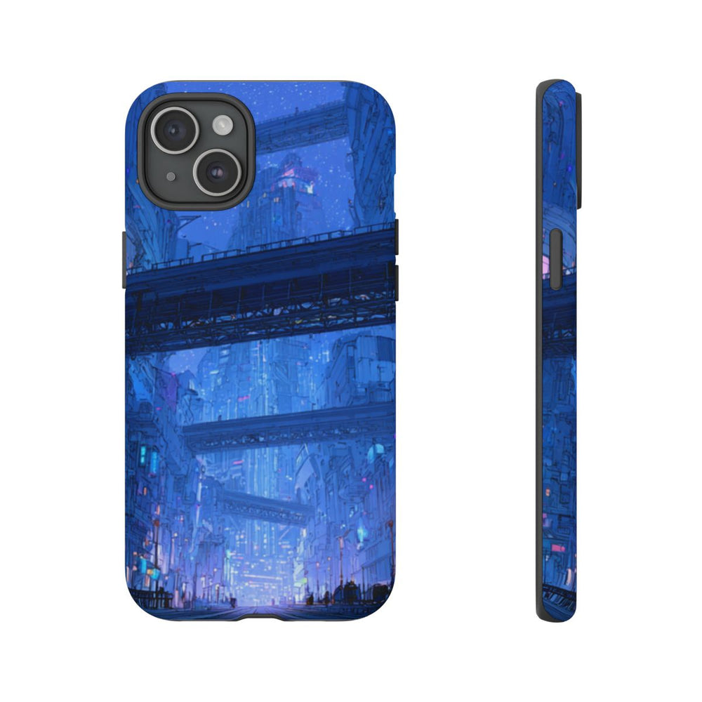 Futuristische Blauwe Stadsstraat