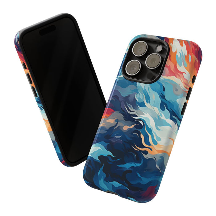 Abstracte Oceaangolven met Vurige Kleuren