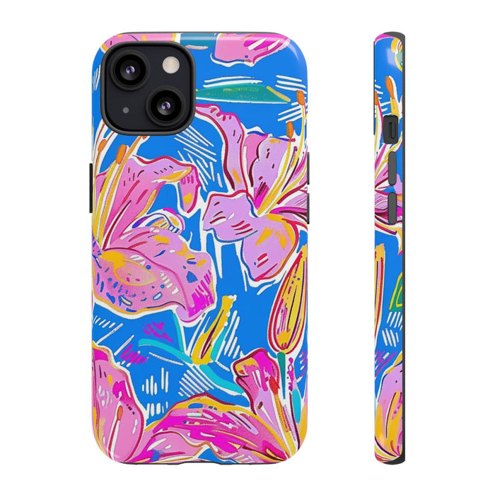 Felroze en Gele Bloemenprint