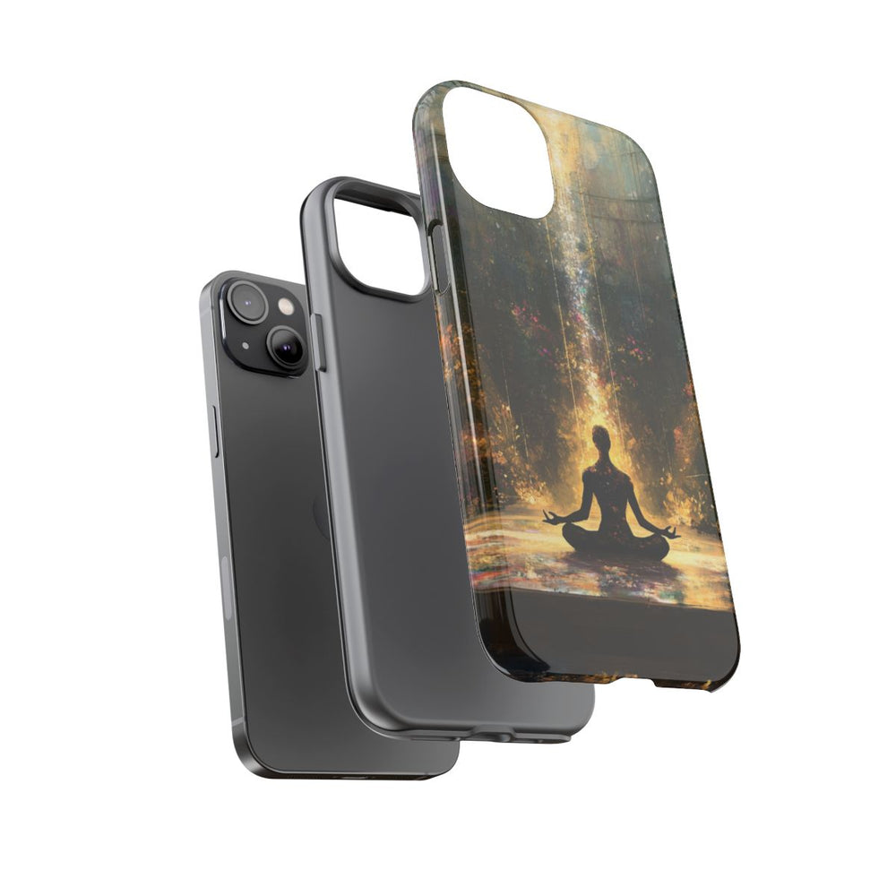 Mediterende Silhouet met Stralend Licht