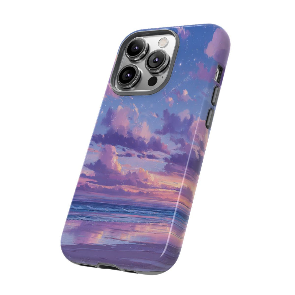 Sereen Paarse Zonsondergang Boven Oceaan