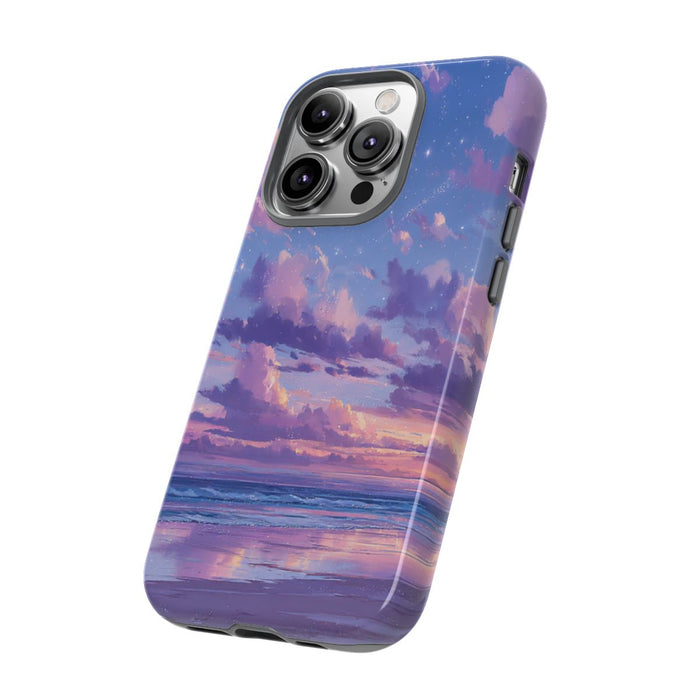 Sereen Paarse Zonsondergang Boven Oceaan