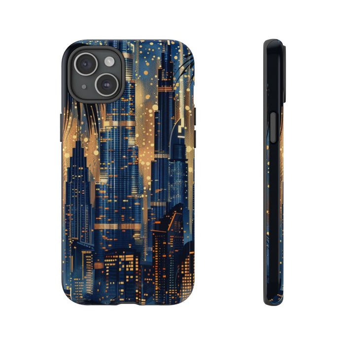 Stadssilhouet bij Nacht met Palmen