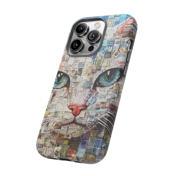 Kattengezicht Collage met Blauwe Achtergrond