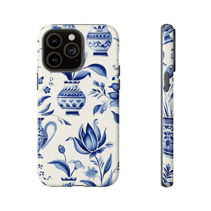 Blauw Bloemmotief met Delfts Vaaspatroon