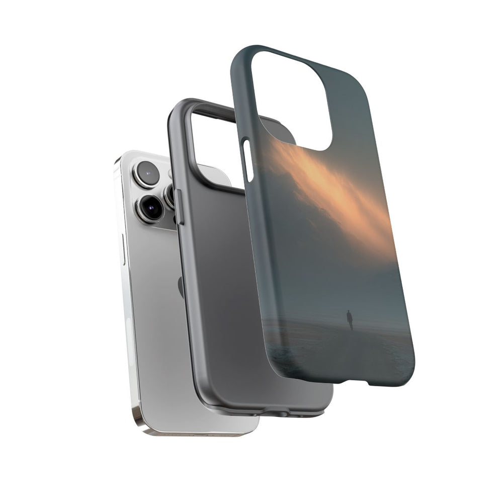 Eenzame Wandelaar Richting Verlichte Bergen