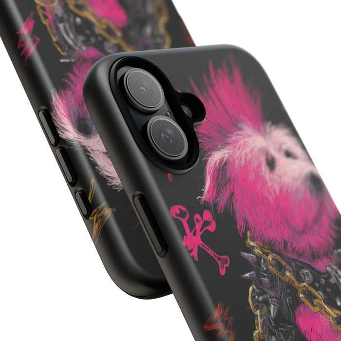 Punk Hond met Roze Hanenkam Illustratie