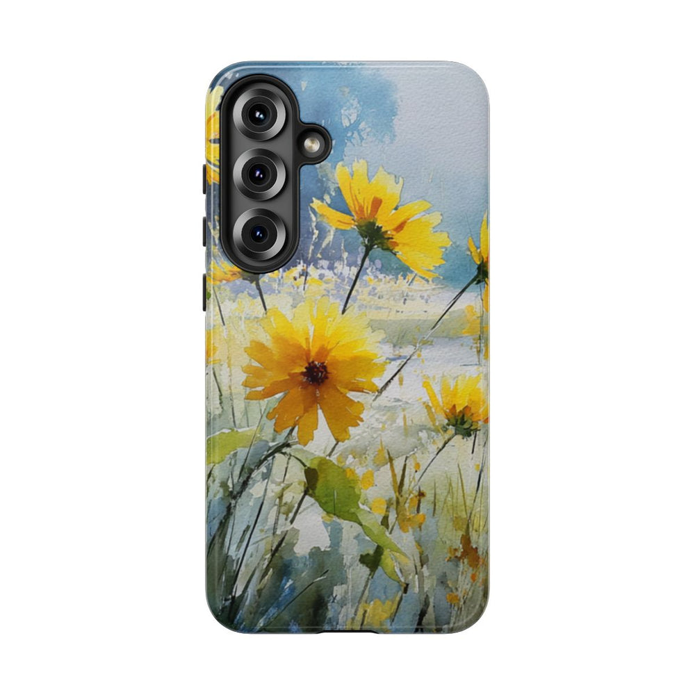 Gele Zonnebloemen in Pastelkleurig Landschap