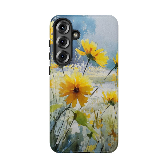 Gele Zonnebloemen in Pastelkleurig Landschap