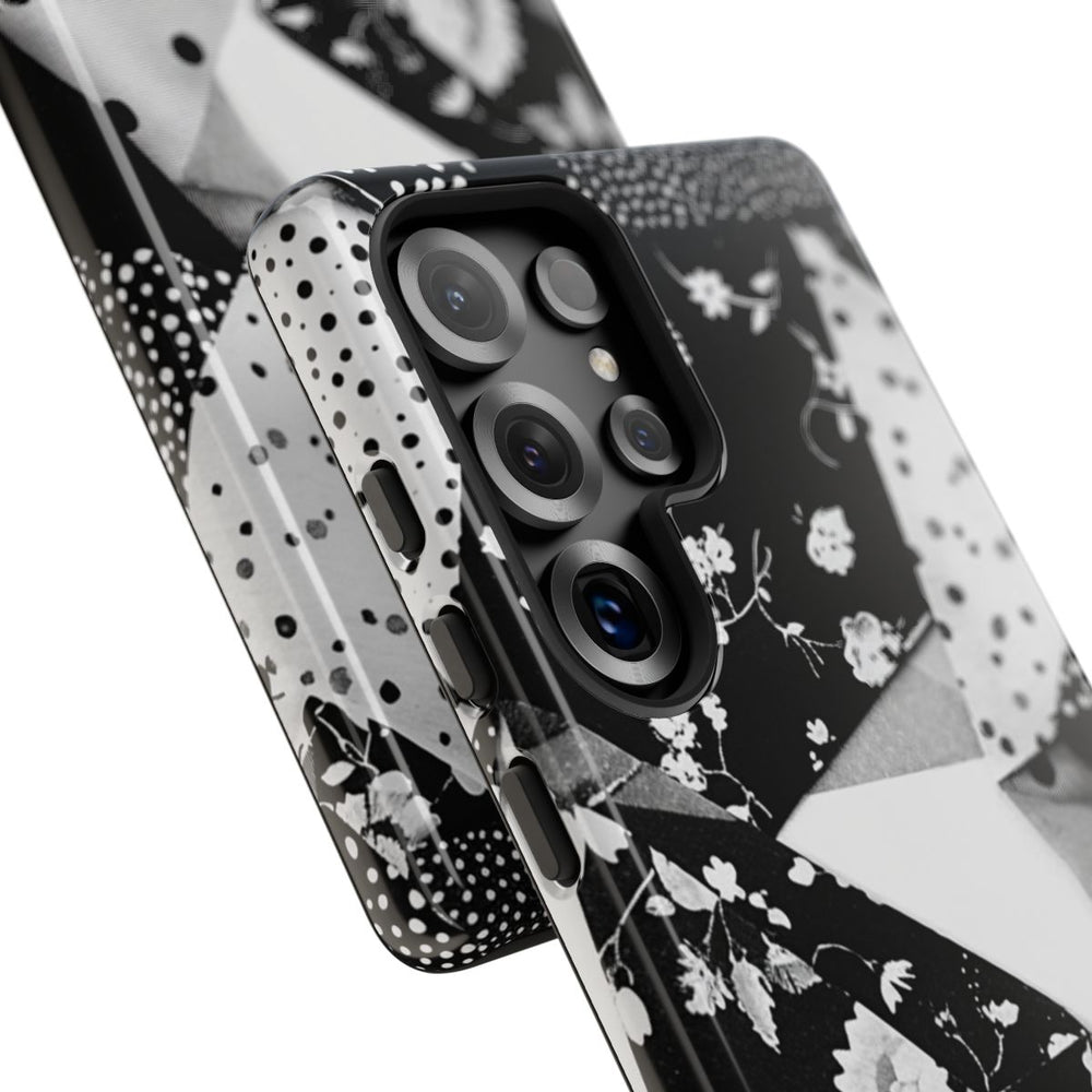 Monochrome Bloemen- en Polkadot Patchwork