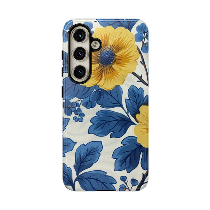 Blauw-Geel Bloemenpatroon