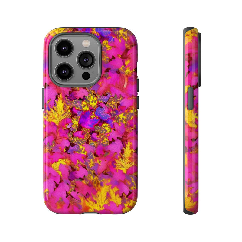 Levendig Roze-Geel Bladerenpatroon