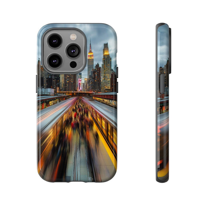 Stedelijke Skyline met Bewegende Metro